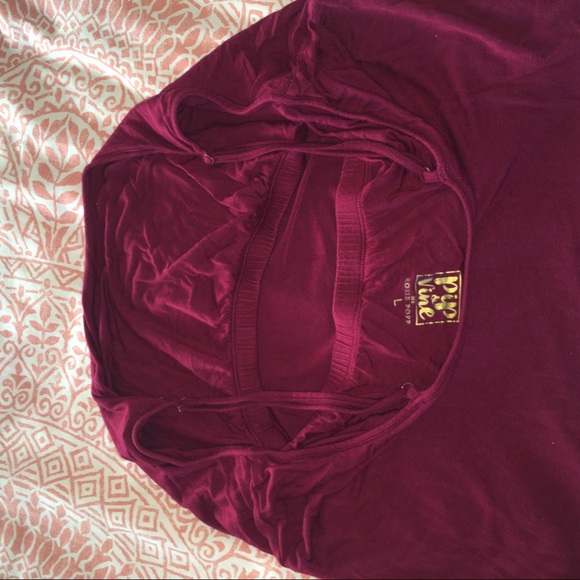 Maternity Tank Top - Ruched Sides Spaghetti Strap Shelf Bra Burgundy Wine Sz L - Picture 8 of 12